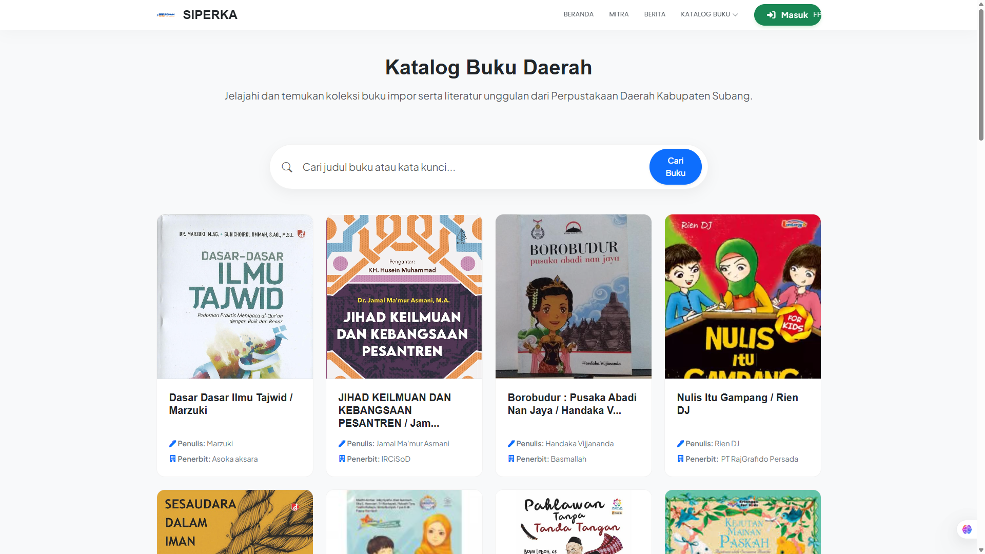 Tampilan katalog-perpusda